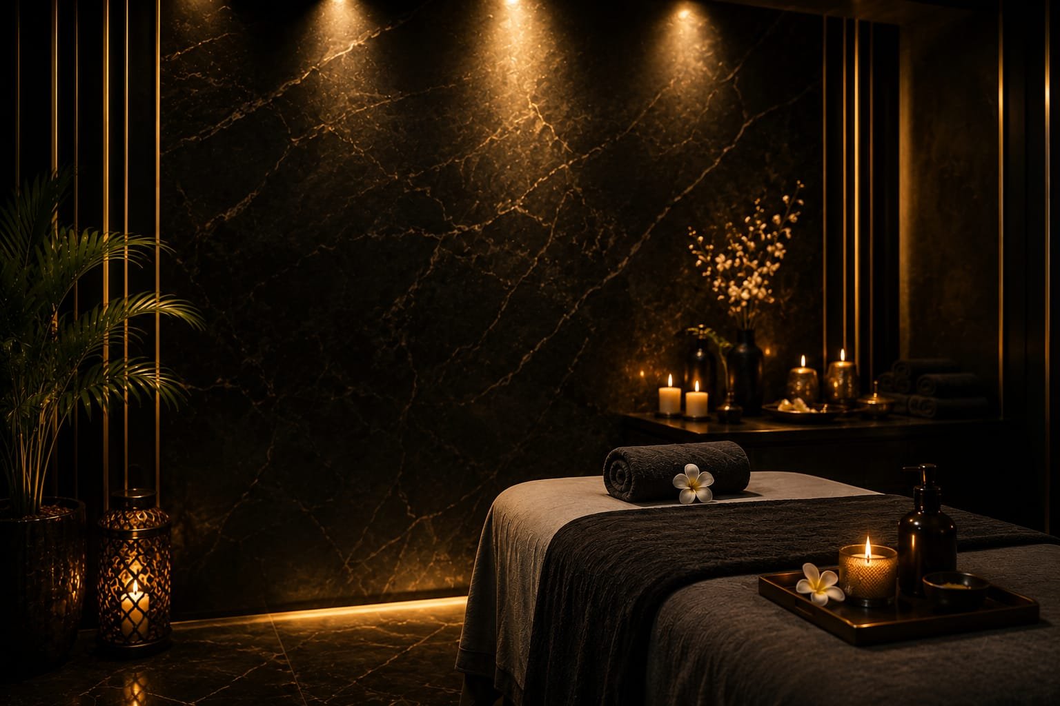 Candles, towels and spa stones at Mamta Spa Dehradun